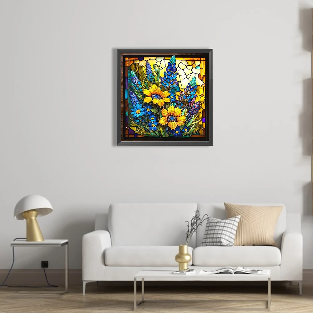 5D Diy Diamond Painting New Stained Glass Art Sunflower Mosaic Embroidery Full Rhinestone Set Home Decor Gifts 45x45cm