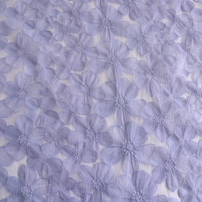 

New Purple Phalaenopsis Embroidered Cotton Yarn Cloth Dress Cheongsam Fashion Clothing Fabric Soft and Slightly Transparent