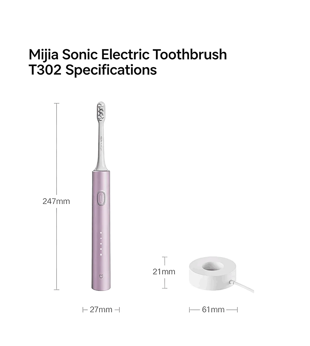 MIJIA 전기 음파 칫솔 T302 USB 충전 성인용 충전식 방수 전자 미백 치아 칫솔