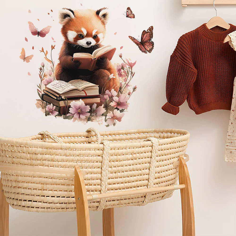 Cute Raccoon Wall Sticker Removable PVC Decor for Kids Room, Bedroom, Living Room - Self-Adhesive Home Decals (VA-F588)