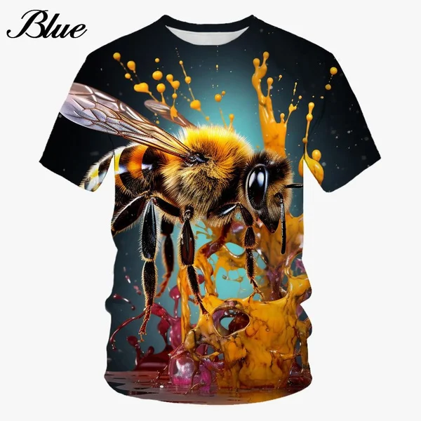 

2024 Men's T-Shirt 3D Printed Insect Pattern Tee Top Casual Round Neck Short Sleeve Tops