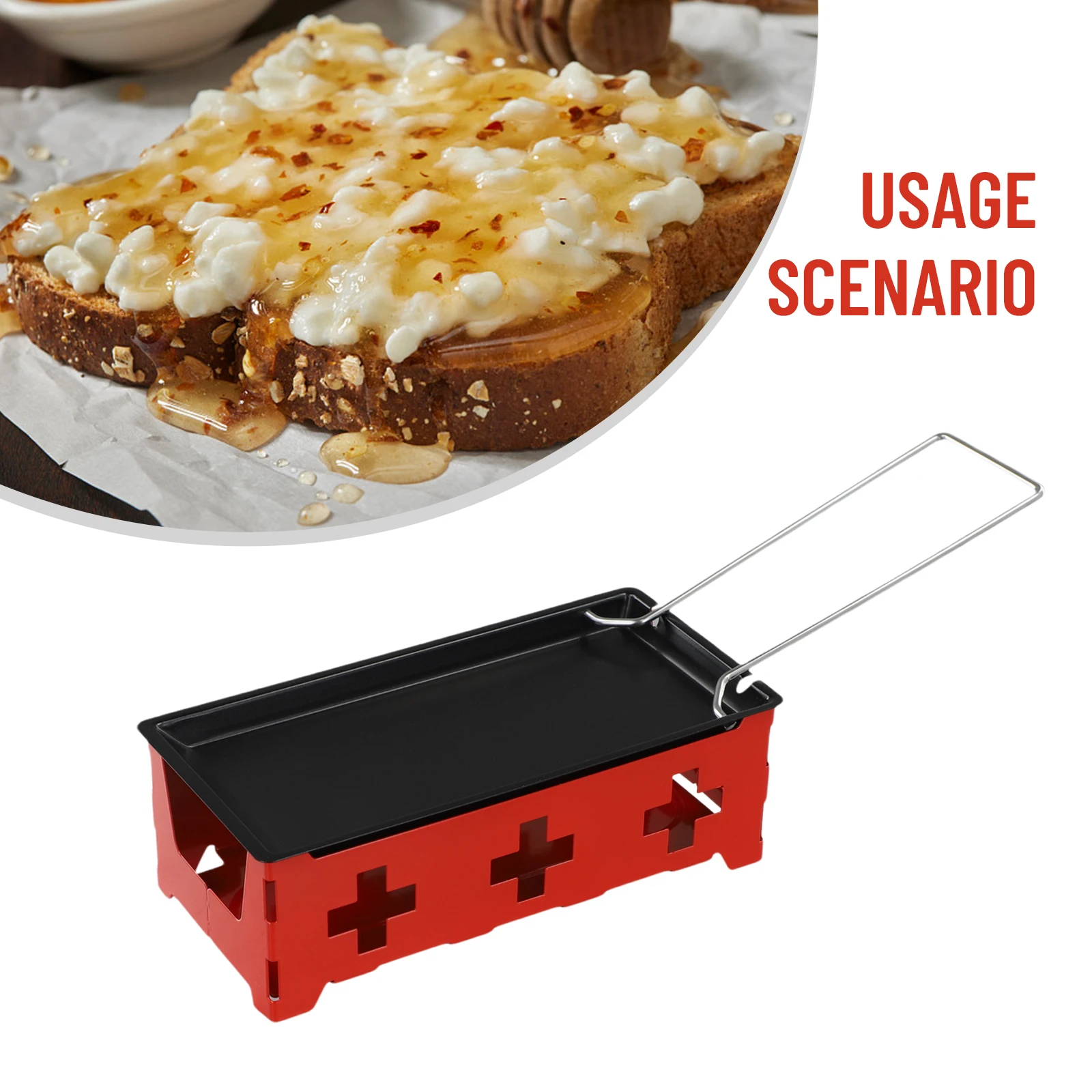 Mini Portable Non-stick Metal Cheese Raclette Oven Grill Plate Rotaster Baking Tray Stove Set Home Kitchen Butter Cheese Baking