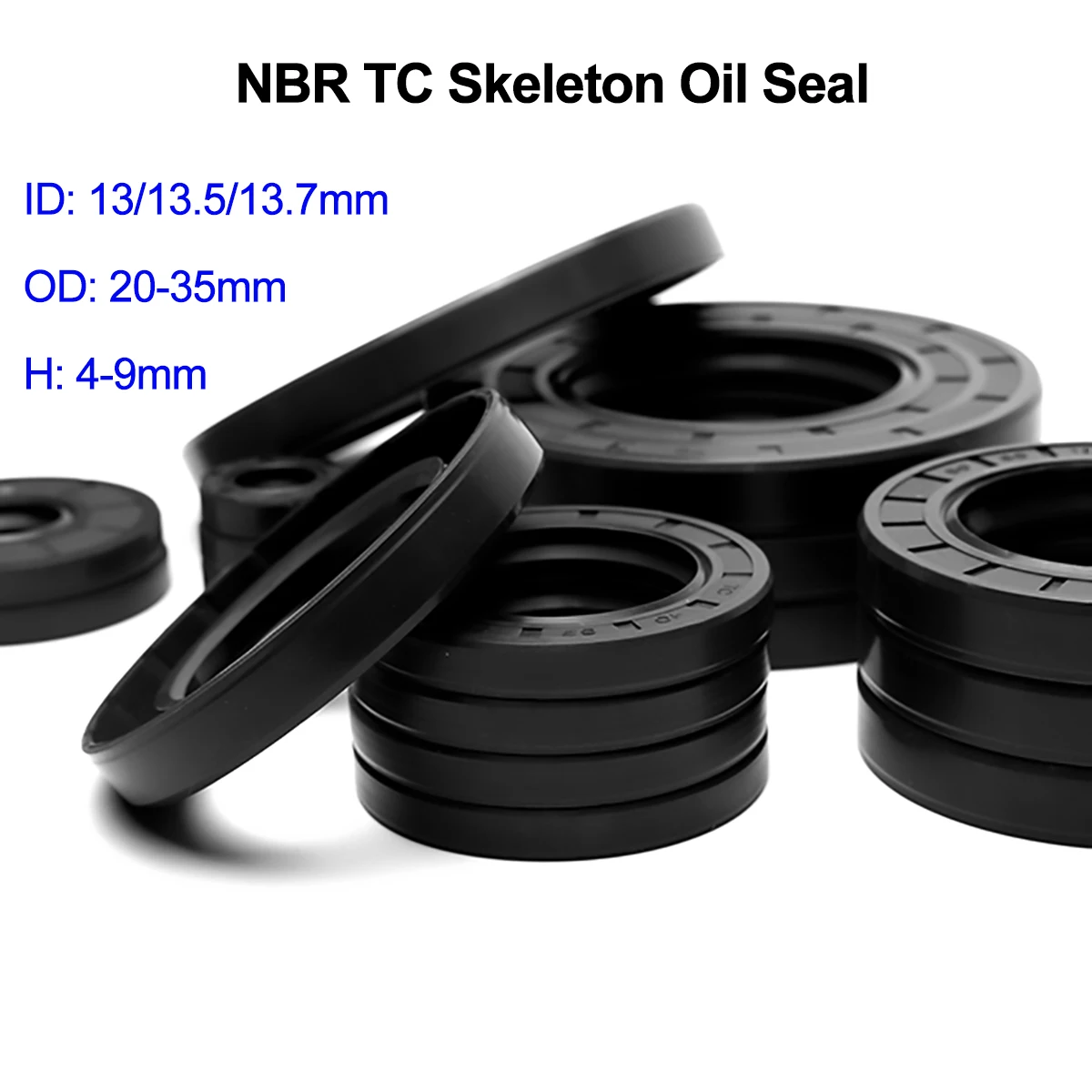 

Black NBR TC/FB/TG4 Skeleton Oil Seal ID 13/13.5/13.7mm OD 20-35mm Thickness 4-9mm Nitrile Butadiene Rubber Gasket Sealing Rings