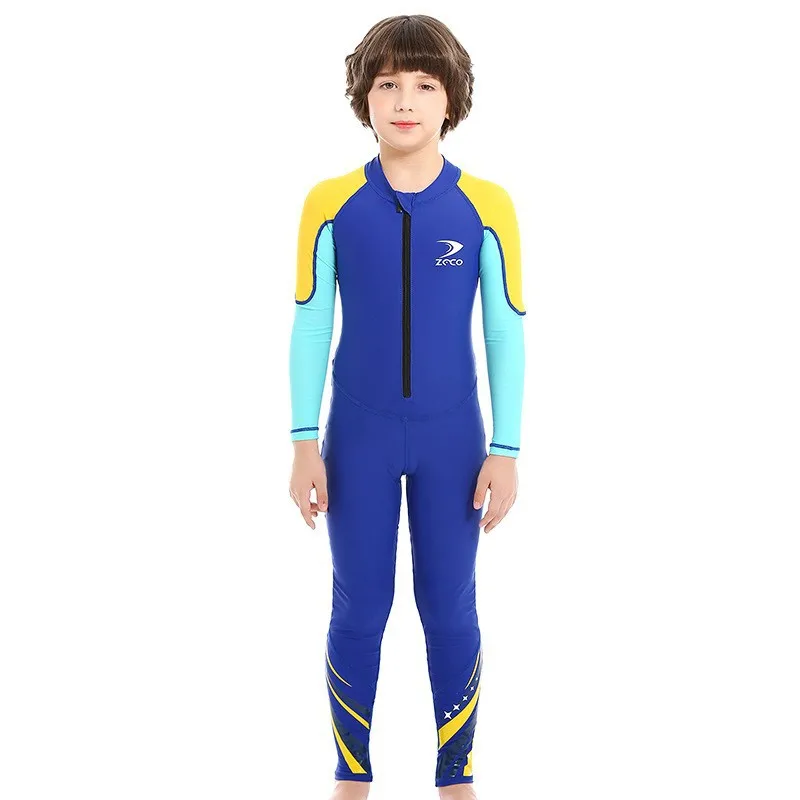 One Pieces Swimsuit Rash Guard Swimwear Long Sleeve Sunsuit for Kids Sun UV Protection
