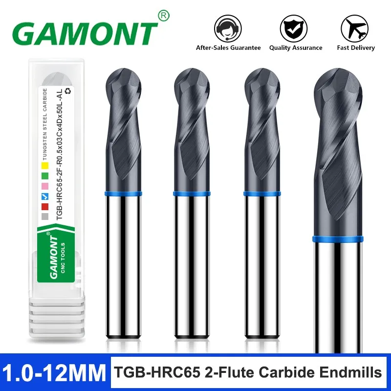 Gamont TGB-HRC65 4f farb kreis kugel fräser wolfram stahl karbid schwarz beschichtung fräser cnc mechanische end fräser werkzeuge