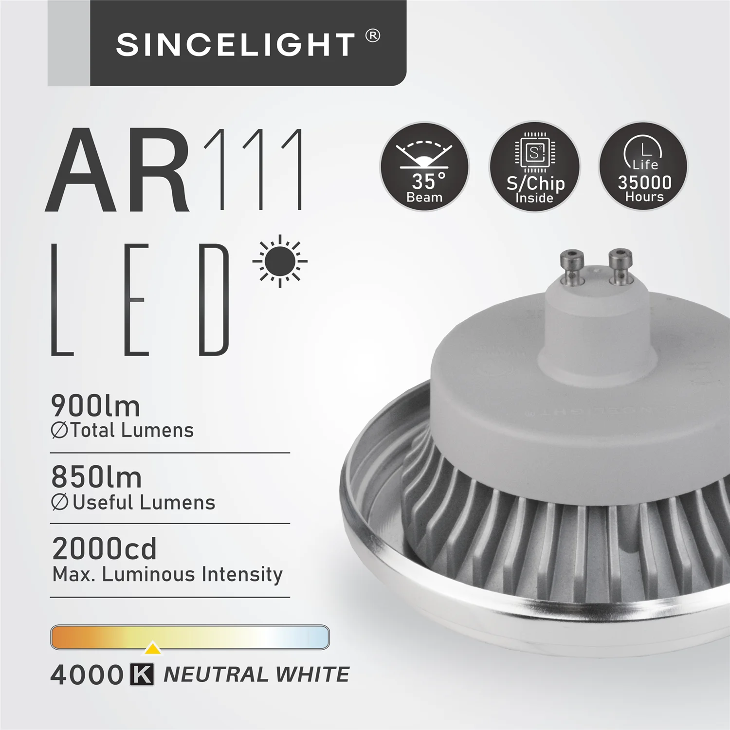 Lampe LED GU10 dimmable AR111 11W 810 lm 2700K