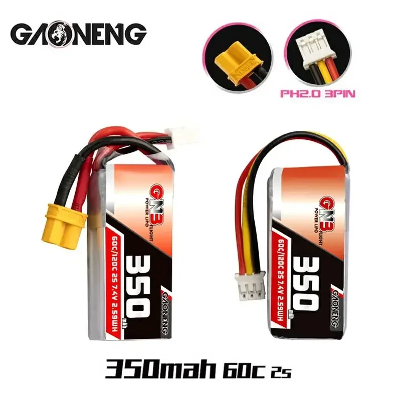 2 Pz Gnb Gaoneng 2S 350Mah 7.4V 60C/120C Batteria Lipo Xt30 Xh-3P Spina Per Omp M1 Betafpv Beta75X Tiny Whoop Droni Mini-Z Rc Car