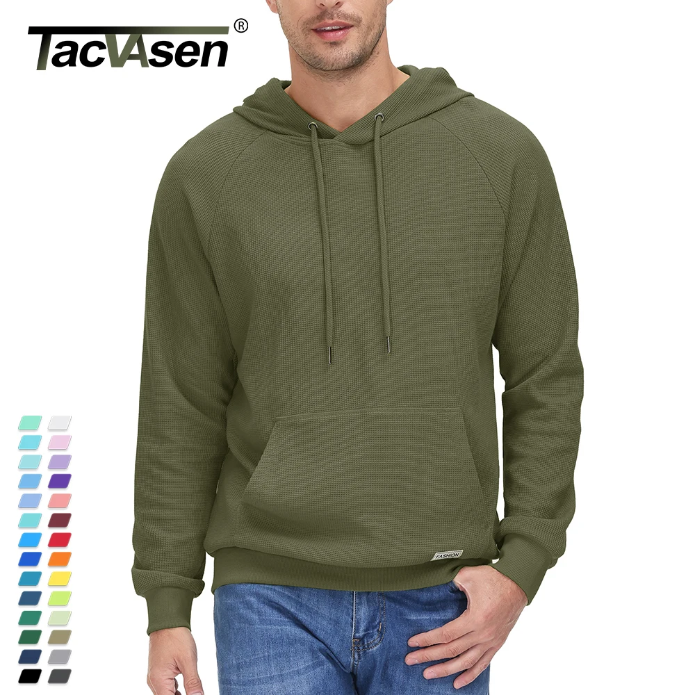 TBKOMH Mens Hoodie Sweatshirt for Men Soft Elegant Long Sleeve Hoodies  Collar Solid Color Hooded Sweatshirt Pockets (Green,L) 