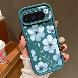 Light Blue Flower Printed Shockproof TPU Silicone Phone Case - Google Pixel 8 Pro (A956 Blue)