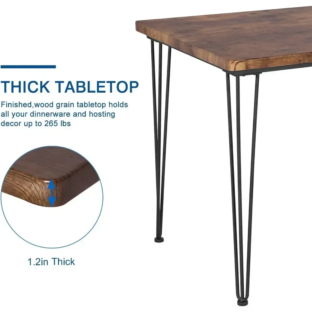 3-Piece Dining Room Kitchen Table and Pu Cushion Chair Sets for Small Space, Set of 3, Brown