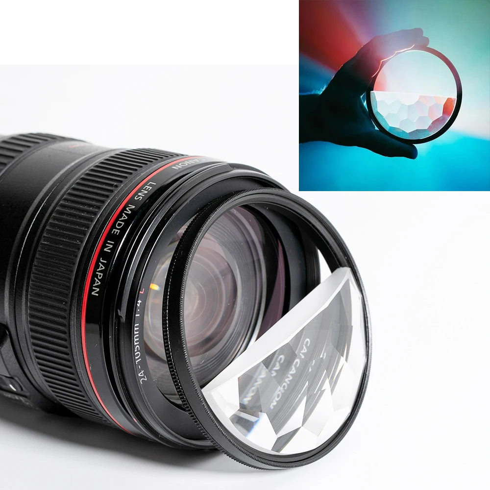 77mm half Split Kaleidoscope Camera Filter Special Effects Rotatable