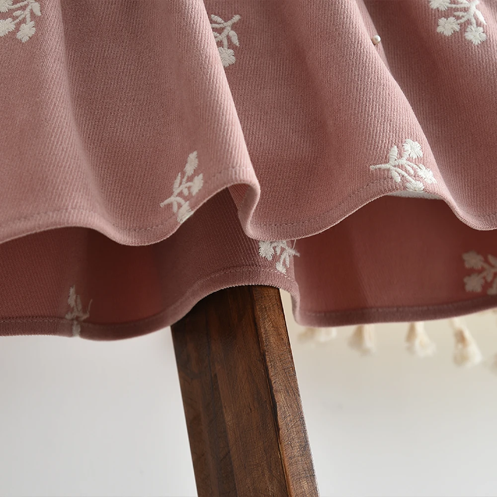 حلوة وجميلة الوردي طفلة دمية طوق بأكمام طويلة فستان الأميرة الأزهار النسخة الكورية الخريف جديد