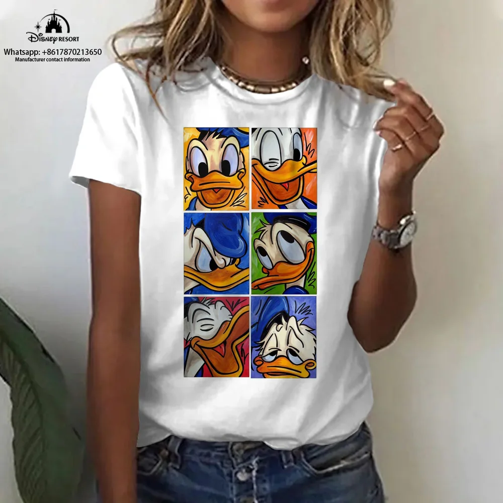 

Donald Duck New Casual Harajuku Kids Tops Ins Style Street Fashion Printed Minnie Animation Women's Round Neck T-Shirt 2K