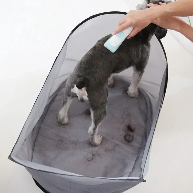 Pet Hair Cutting Cape Comfortable Gray Pet Shearing Apron Dog Shaving Bib Supplies Folding Hair Grooming Tool For Kittens
