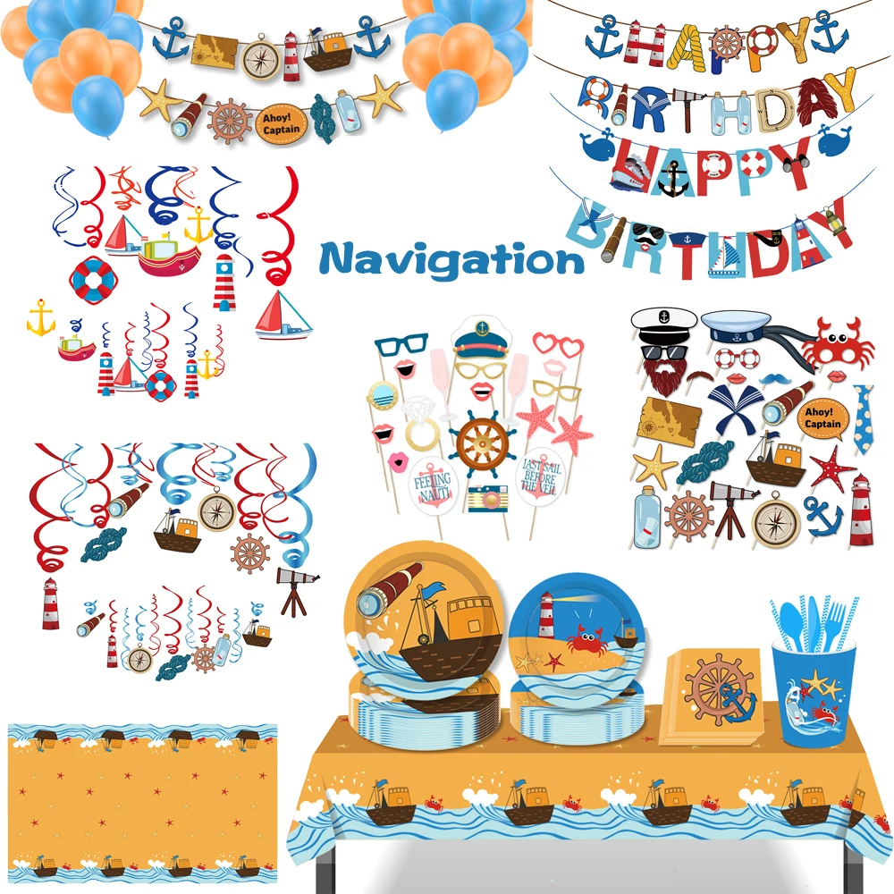 Sea Marine Navigation Nautical Theme Birthday, Wall Hanging Paper,  Backdrops, Decorations, Birthday Banner - AliExpress