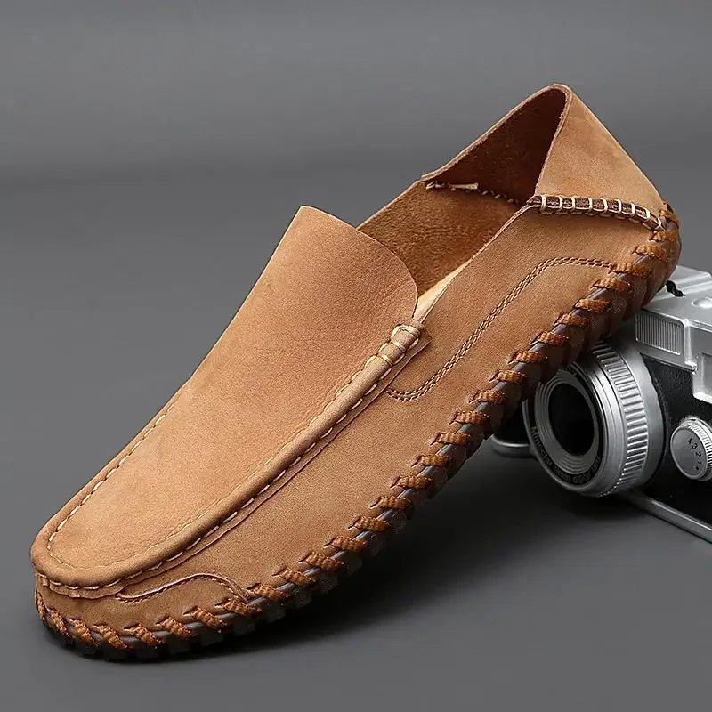 

Men's Summer Leather Breathable Business All-Match Men's Slip-on Platform Hollowed Leisure Loafers