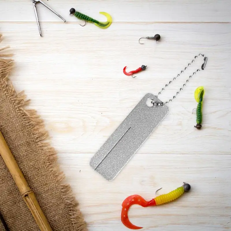 1PCS Portable Pocket Diamond Stone Sharpener Keychain For Outdoor Camping Knife Fish Hook Finger Nail File Sharpeners Tool fishing hook fishing tackle fishing tools fishing tool