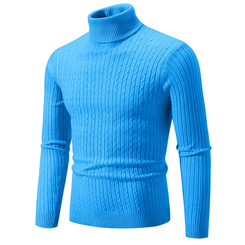 New Men's Turtleneck Casual Men's Knitted Sweater Warm Fitness Men's Pullover Top Fried Street Homestay Men's Pullover Casual