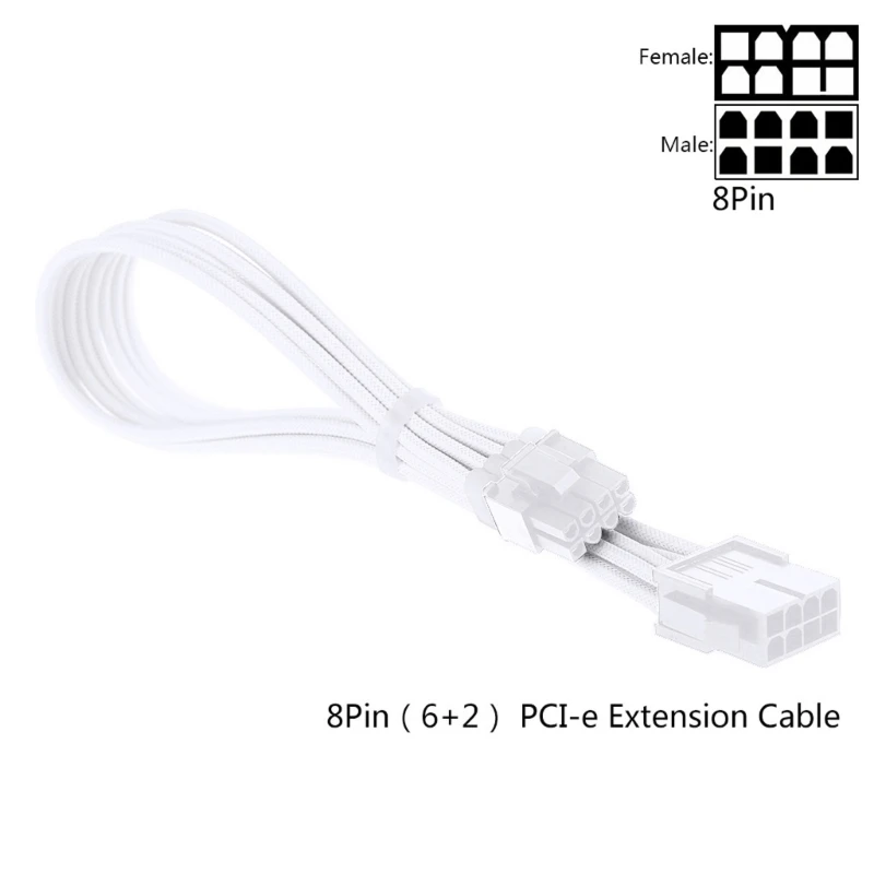 Sleeve Extension Power Supply Cable Kit - 30cm, 24-pin ATX/EPS, 8-pin PCI-E GPU, 8-pin CPU, 6-pin PCIE, 4-Pin CPU with Combs - 18 AWG Description Image.This Product Can Be Found With The Tag Names Computer Cables Connecting, Computer Peripherals, PC Hardware Cables Adapters, Sleeve extension power supply cable