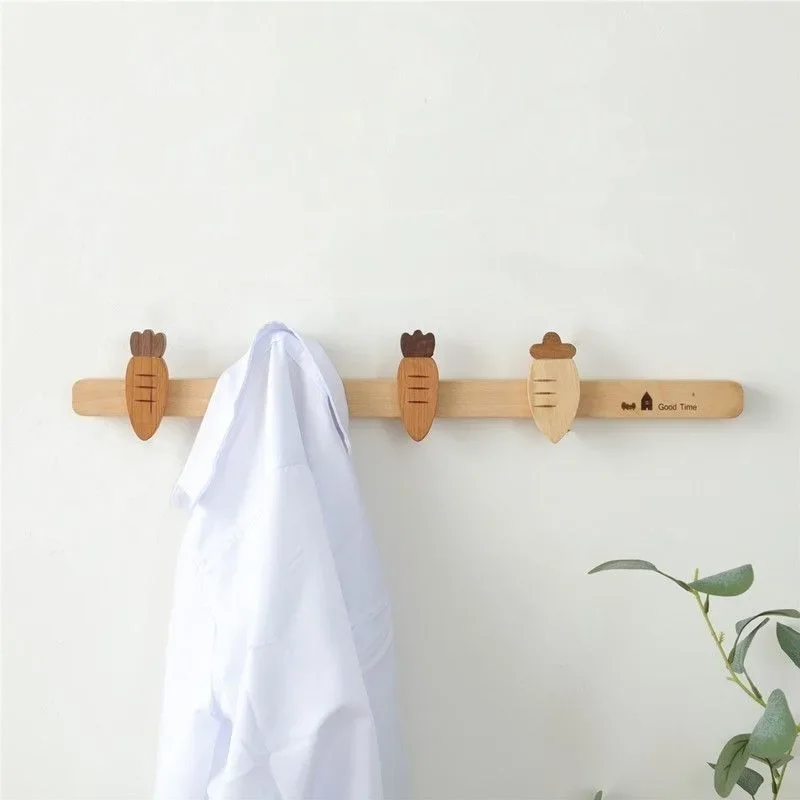 Wood 3/4 Hooks Nordic Coat Rack Wall Mounted Wooden Hanger Coat Racks Perchero Furniture Clothing Rail for Hat Towel Robes