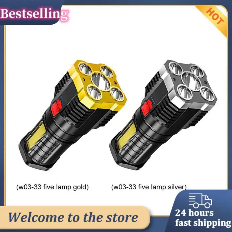 

LEDs Flashlight Waterproof High Power ABS Spotlight USB Rechargeable with Sidelight 4 Light Modes Camping Hiking Emergency Use