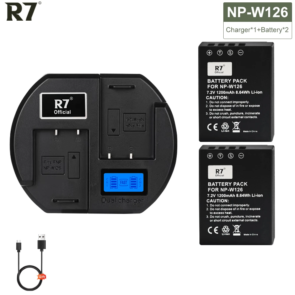 Batteria R7 Np W126 W126S Per Fujifilm Fuji X-Pro1 X100F Xpro1 X-A1 Hs50Exr Xt1 X-T2 Hs30Exr + Doppio Caricatore Lcd