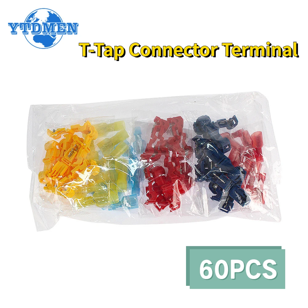 60PCS Wire Terminal T-Tap Connector Quick Electrical Cable Connector Snap Splice Lock Wire Terminals Waterproof wire connectors wiring connector