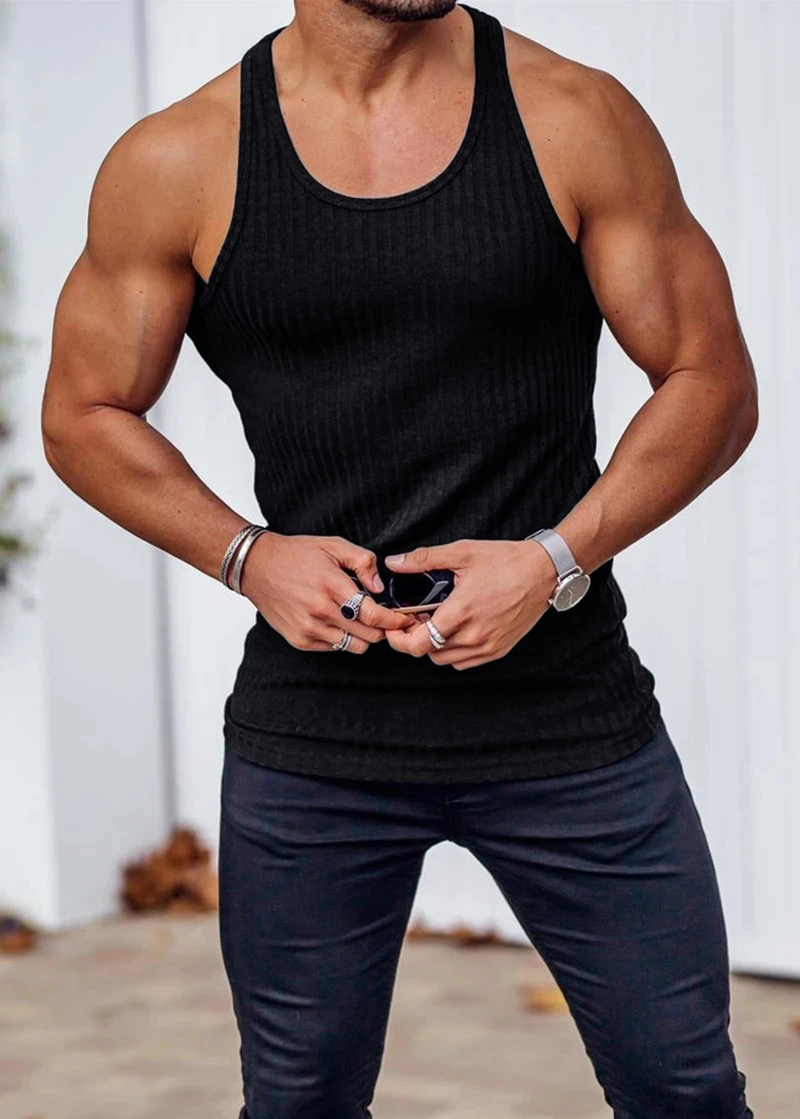

2023 Summer new men Vest gym Tank top Men Fitness sleeveless shirt Male Exercise Sports vest Undershirt Gyms train clothingM-3XL