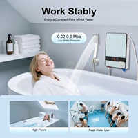 Chauffe-eau électrique 6500W, chauffe-eau instantané avec douchette et écran tactile LED, montage mural pour salle de bain à domicile 4