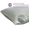 2pcs Grey Waterproof Pillow Protector Bedbug Proof Zipper Pillow Cover 50x70cm Washable & Anti Mites 4