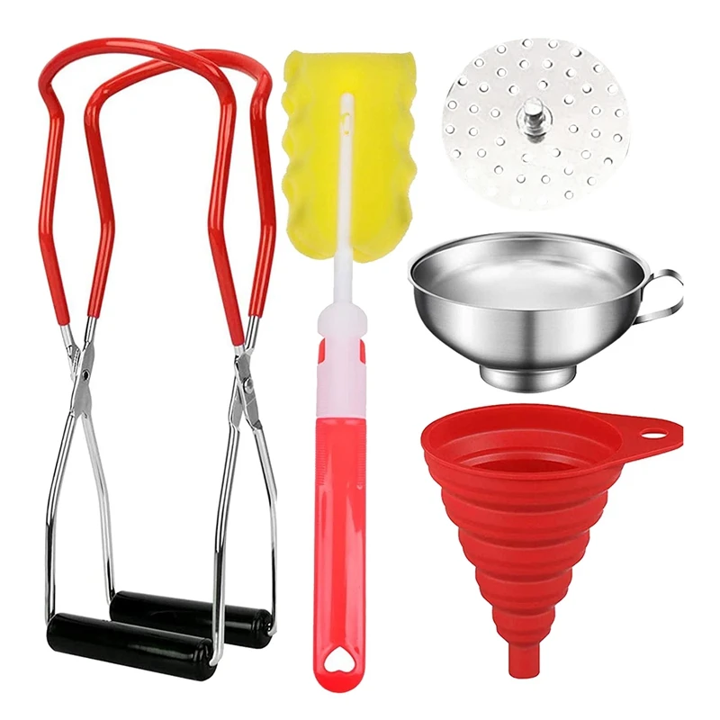 

Canning Kits,Canning Jar Lifter With Grip Handle Stainless Steel Canning Wide Funnel,For Kitchen Canning Tools Set