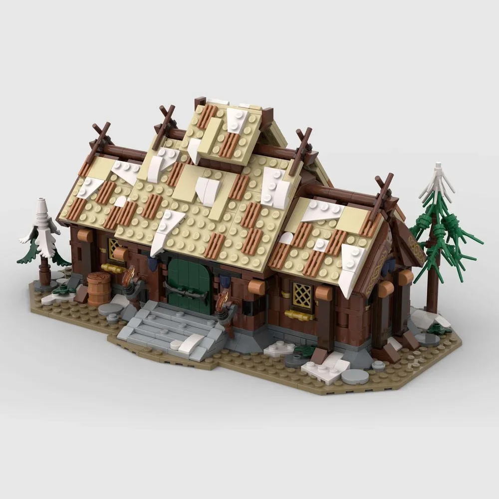 

1231PCS MOC Medieval Street View Viking hut House of the Jarl DIY creative Retro child Toy Birthday Gift building blocks