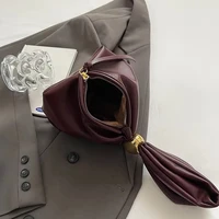 Design Mini PU Leather Dumpling Niche Clutch Bags for Women Fashion Knotted Female Retro Shoulder Bag Wrist Handbags and Purses - Image 6
