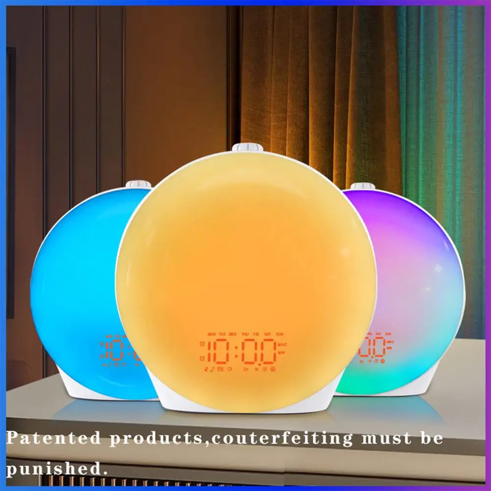 Led Sunrise Alarm Clock 14 Light Modes 16 Million Colors Rechargeable Led Display Desk Lamp Atmosphere
