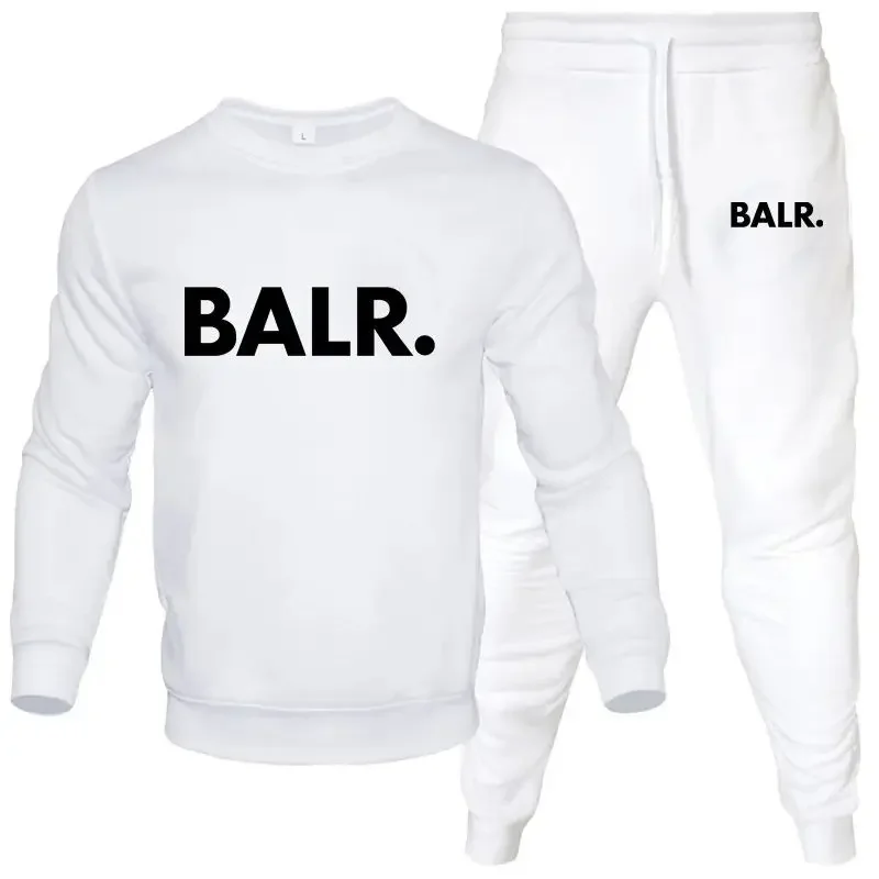 Men's Sets 2-Piece Hip Hop Anime Cartoon BALR Printed Plus Fleece Fashion Autumn Men O-Neck Sweatshirts Sweatpants Casual Suit 3