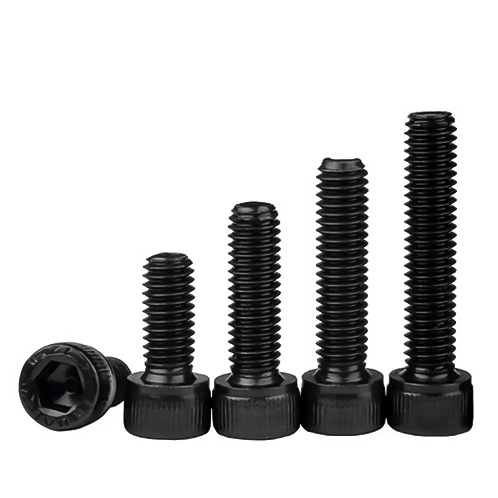 Carbon Steel Bolts DIN912 Hex Socket Bolts Black Metric Threaded Hexagonal Carbon Steel Grade 12.9 Machine Screws DIY Bolt M2M3M4M5M6M8M10M12M14M16