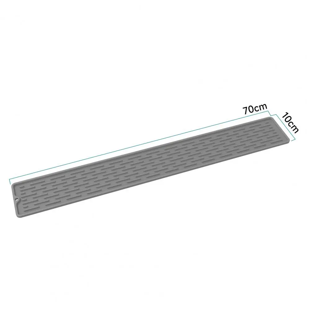 70*10cm Silicone Drain Mat Anti Slip Grooves Quick Dry Kitchen Sink Pad Safe Large Size Countertop Dish Drying Mat