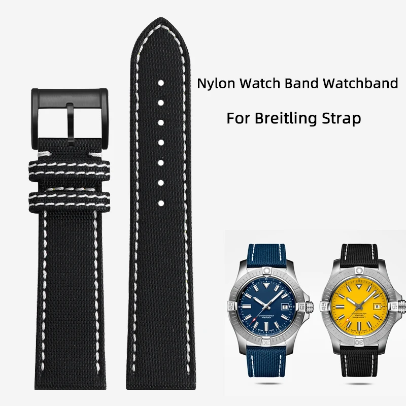 22Mm Cinturino In Nylon Di Alta Qualità Cinturino Nero Blu Per Cinturino Breitling Per Navitimer World Avenger/Navitimer Belt