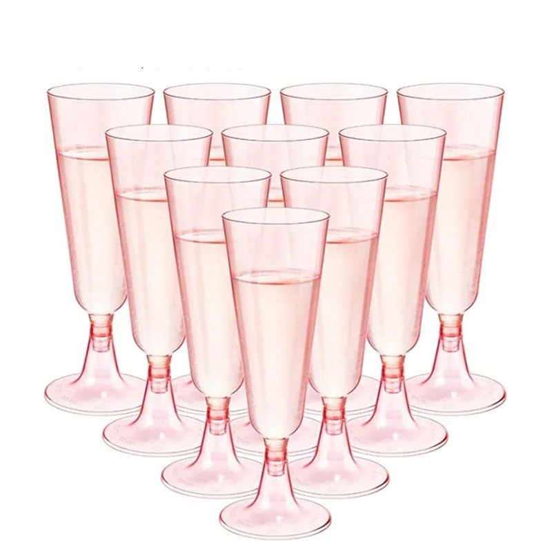 Disposable Clear Plastic Champagne Flutes - Set of 25/50/100, 150ml Toasting Glasses