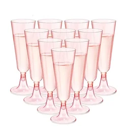Disposable Clear Plastic Champagne Flutes - Set of 25/50/100, 150ml Toasting Glasses - 25pcs (Pink)