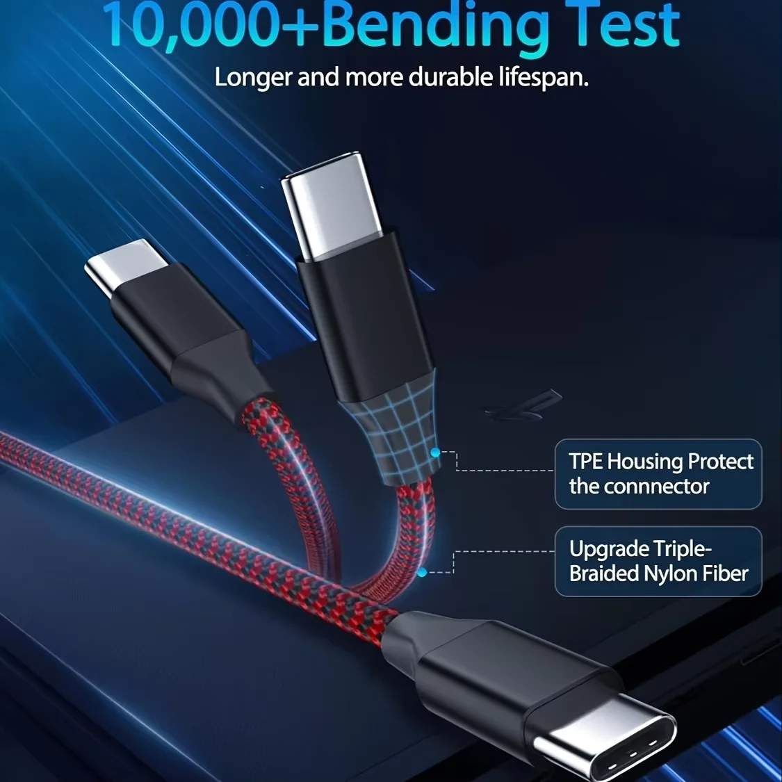 Cable USB-C Trenzado Nylon 18W Carga Rapida - iPhone Samsung