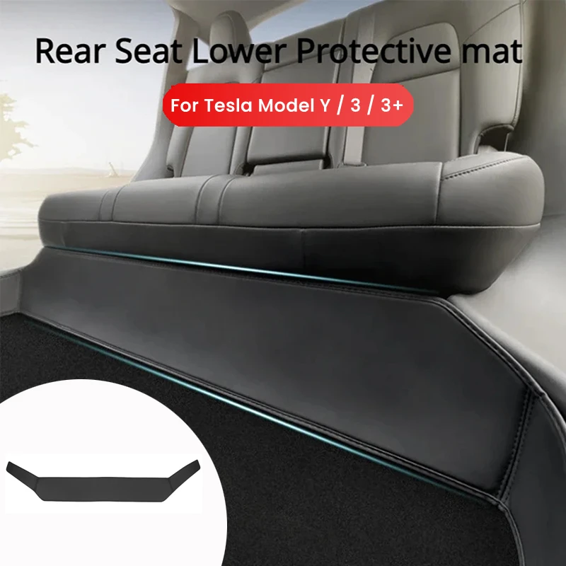 Car Seat Protector Car Mats Accessories Back Seat Protector Rear Seat Lower Protective Mat For Tesla Model Y Model 3 Highland Leather Full Surround Seat Anti-Dirty Kick Pad Car Accessories