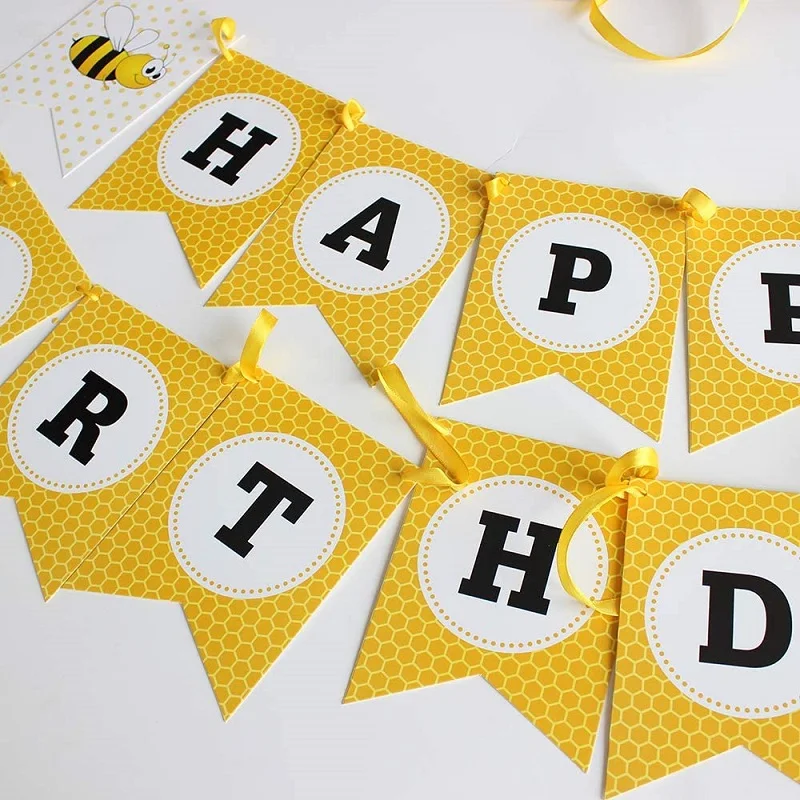 Honey Bee Happy Birthday Banner Fish Tail Shaped Kids Child Favors Beehive  Birthday Party Decorations Baby Shower Supplies - AliExpress