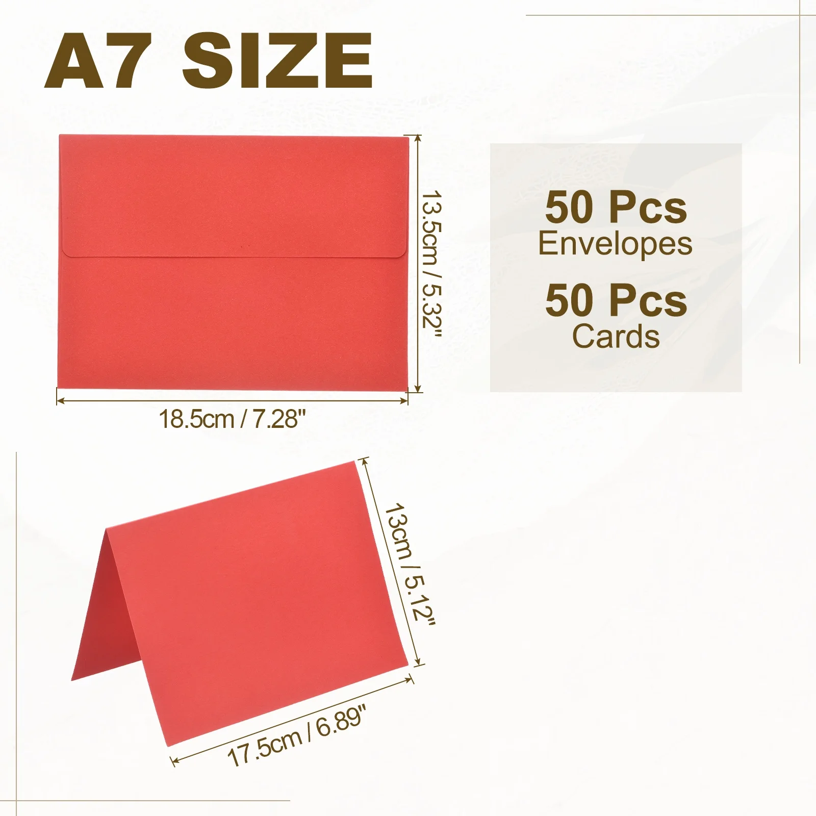 50-Set A7 Self-Seal Envelopes with Folded Cardstock for Invitations and Greeting Cards