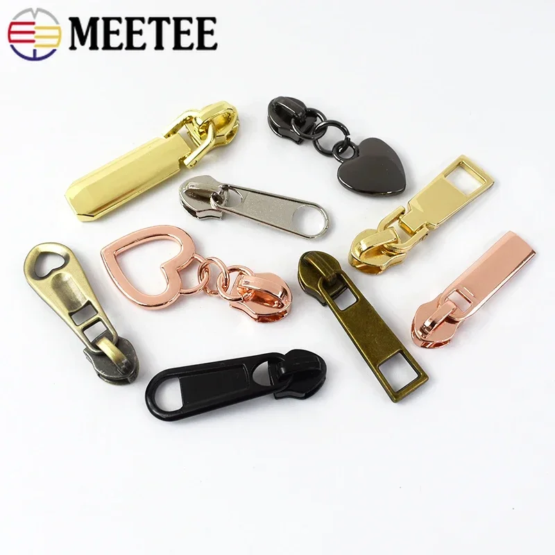 10Pcs Zipper Slider Pulls For 5# Nylon Zippers Tapes Bag Pocket Zips Heads Repair Kits DIY Replacement Sewing Accessories