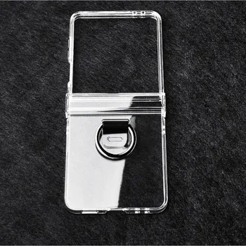 Custodia per telefono trasparente per Samsung Galaxy Z Flip 7 FE 6 5 4 3 Flip7 Flip6 Flip5 Cerniera ad anello protettiva Trasparente Slin Cover rigida