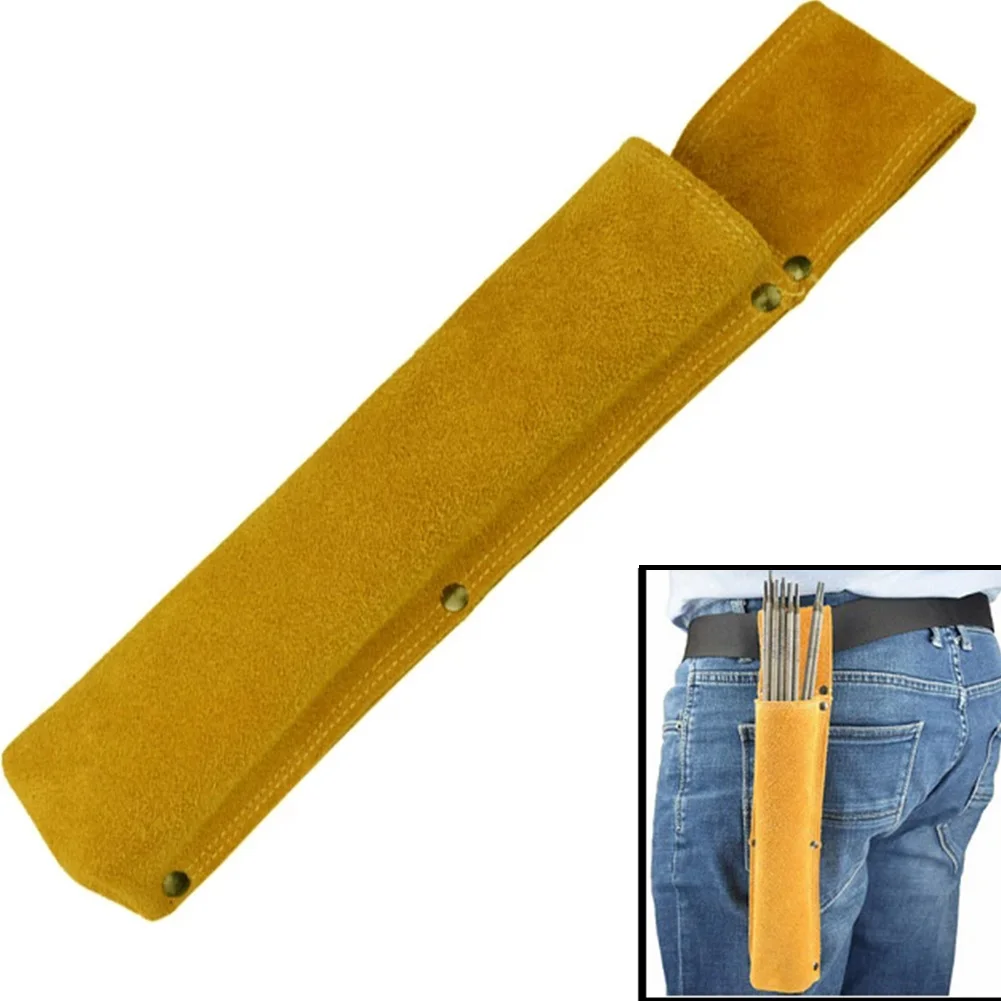 

2pcs Welding Rod Bag Belt 35.5(L) X 12cm Size Artificial Cowhide Electrode Storage Hanging Tube Container Portable Storage Waist