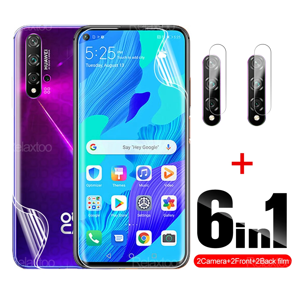 Задняя Гидрогелевая пленка 6 в 1 для Huawei Nova 5 T, 5 ноября, Защитная пленка для экрана Huawi honor 20, Защитная пленка для телефона, пленка для камеры