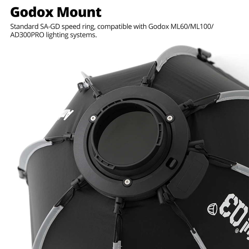 AMBITFUL 40cm 60cm Q3 시리즈 퀵 릴리스 표준 SA-GD 링 소프트박스 (고독스 ML60 ML100 AD300PRO 비디오 COB 플래시라이트용)
