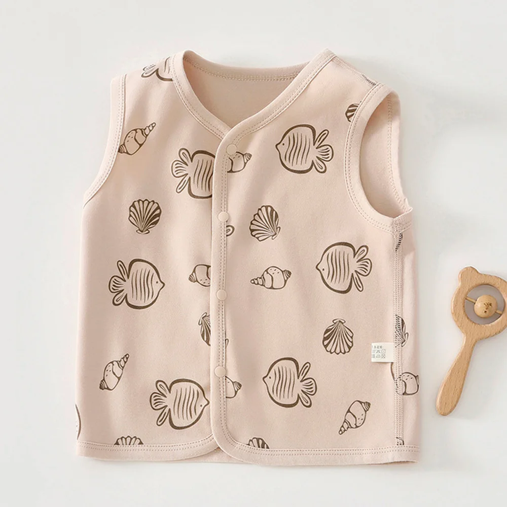  조끼 100% 코튼 봄 가을 귀여운 동물 프린트 남여  조끼 소년 소녀  겉옷 양..